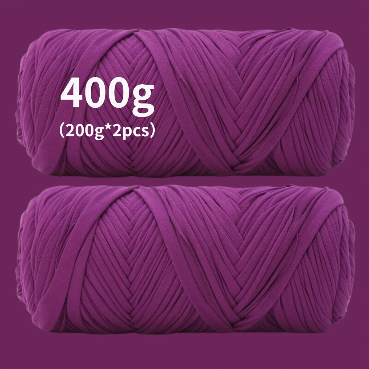 Fil de coton pour t-shirt 400 g (2 x 200 g) mélange de coton épais en 49 couleurs – Fil épais et doux pour paniers au crochet, sacs, tapis, projets de macramé et tricot – Fil de loisirs créatifs idéal pour les débutants