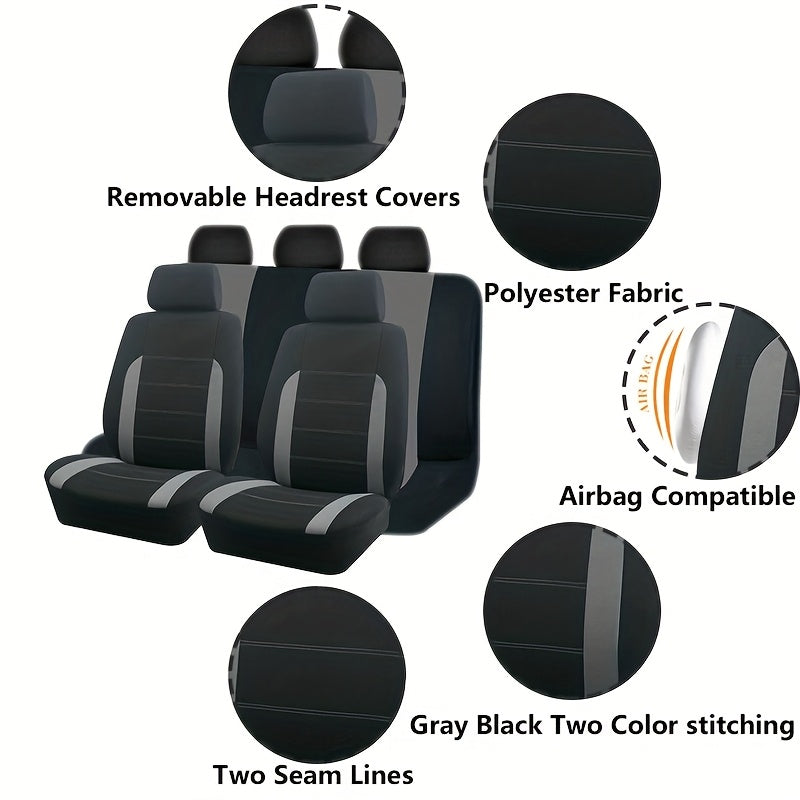 Housses de siège auto, ensemble complet, taille universelle pour 5 places – Tissu respirant et résistant à l'usure avec rembourrage en mousse pour SUV, berline, monospace et camion – Toutes saisons, 10 options de couleur – Velora