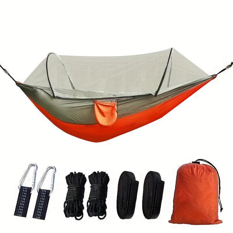 Hamac de camping double 3-en-1 avec moustiquaire et pare-soleil – Léger, portable et durable, idéal pour le camping, la randonnée, le trekking et les pique-niques dans les parcs, 7 coloris au choix