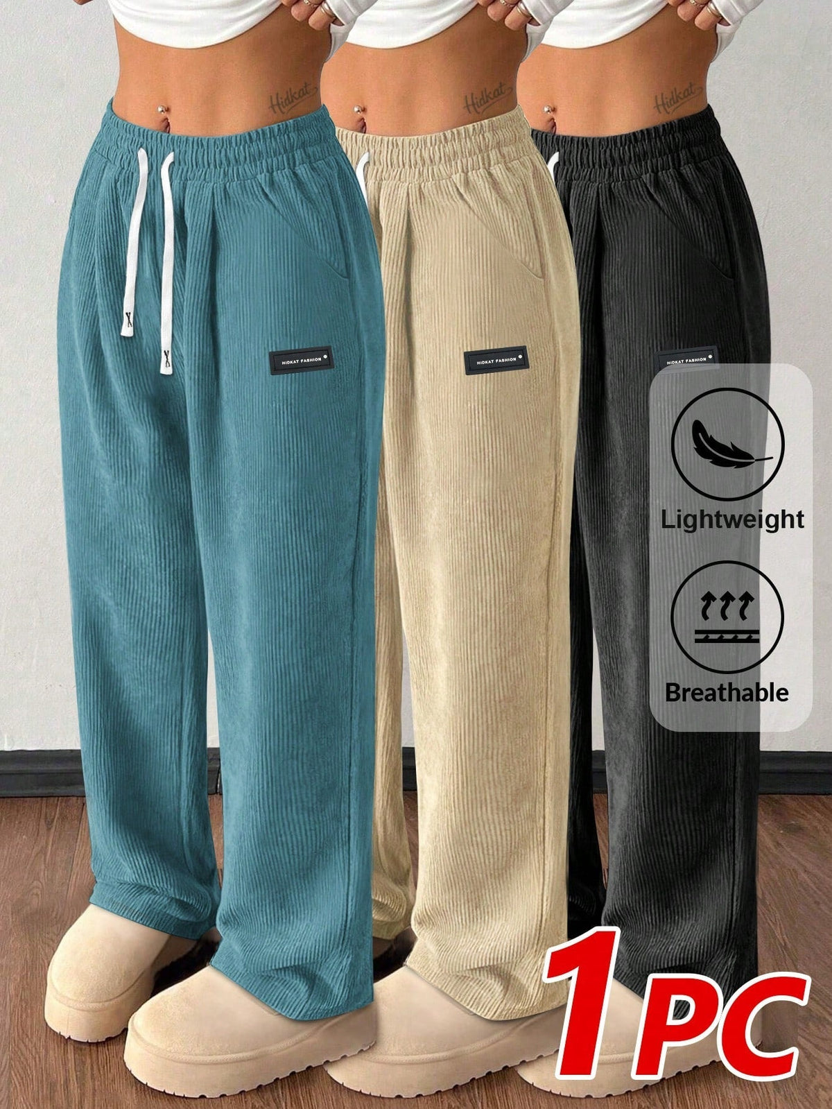 Pantalon droit en velours côtelé pour femme, décontracté avec cordon de serrage, taille élastique et poches vintage – Pantalon doux et respirant pour l'automne et l'hiver, 6 couleurs, XS-XXL