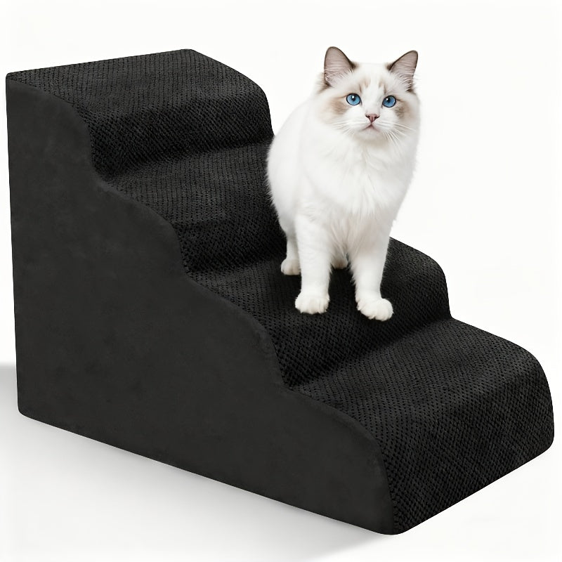 NIUBYA Escaliers pour chiens extra larges pour petits chiens – Marches pour animaux en mousse haute densité, fond antidérapant, rampe rembourrée douce pour lits hauts, canapés et divans, idéal pour les chiens âgés ou blessés, polypropylène, compact