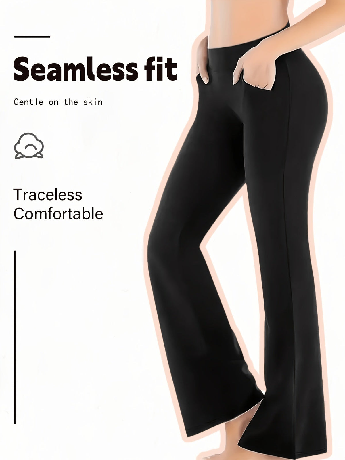 Ensemble 4 pièces pour femme : pantalon taille haute à jambes évasées – Tenue décontractée printemps-été avec fente avant, vêtement d'intérieur flatteur, noir et couleurs assorties, tailles S à XXL