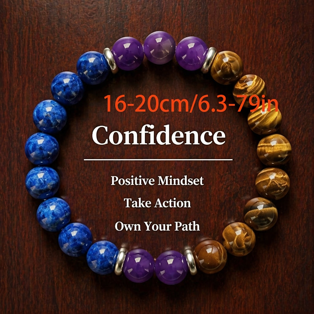 Ensemble de 9 bracelets superposés en pierre naturelle et perles de verre – Bracelets en perles faits main de 8 mm avec détails en alliage de zinc, bijoux empilables élégants pour femmes, cadeau idéal pour les fêtes, banquets et festivals