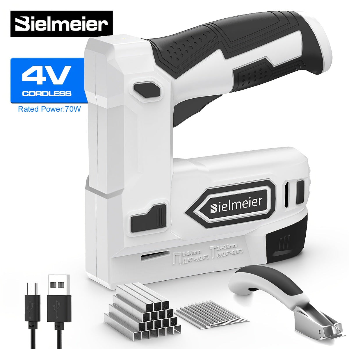 Cloueuse et agrafeuse sans fil 2 en 1 20V – Aucun compresseur nécessaire, batterie et chargeur inclus, dispositif de sécurité, 1600/2000 clous et agrafes pour la menuiserie, le rembourrage et le bricolage