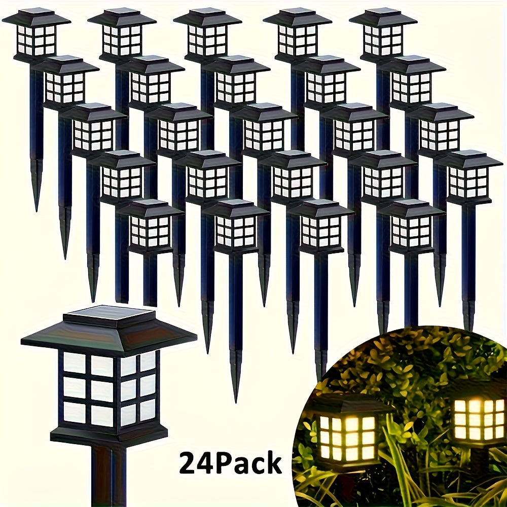 Lampes solaires d'extérieur étanches à LED pour allées et jardins – Blanc chaud, marche/arrêt automatique, lot de 6 ou 24 pour sentiers, allées, cours et pelouses, décoration de Noël et d'Halloween