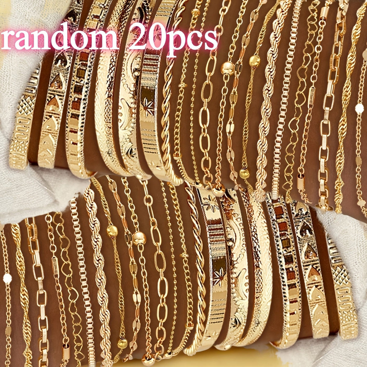 Ensemble de bracelets plaqués or KC pour femmes, lot de 7 ou 20 pièces, bracelets à breloques assortis et empilables, élégants pour le quotidien et les cadeaux