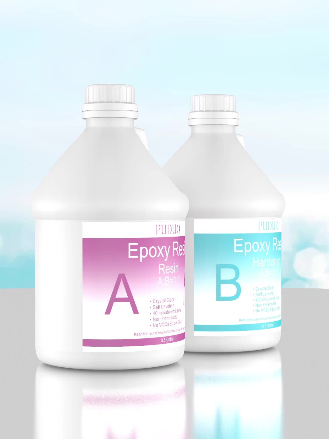 Kit de résine époxy ultra transparente en 2 parties, sans bulles, résistante au jaunissement, autonivelante pour comptoirs, tables rivière, moulage, revêtement, travaux manuels - 32oz 72oz durcissement rapide 1 gallon avec pompe