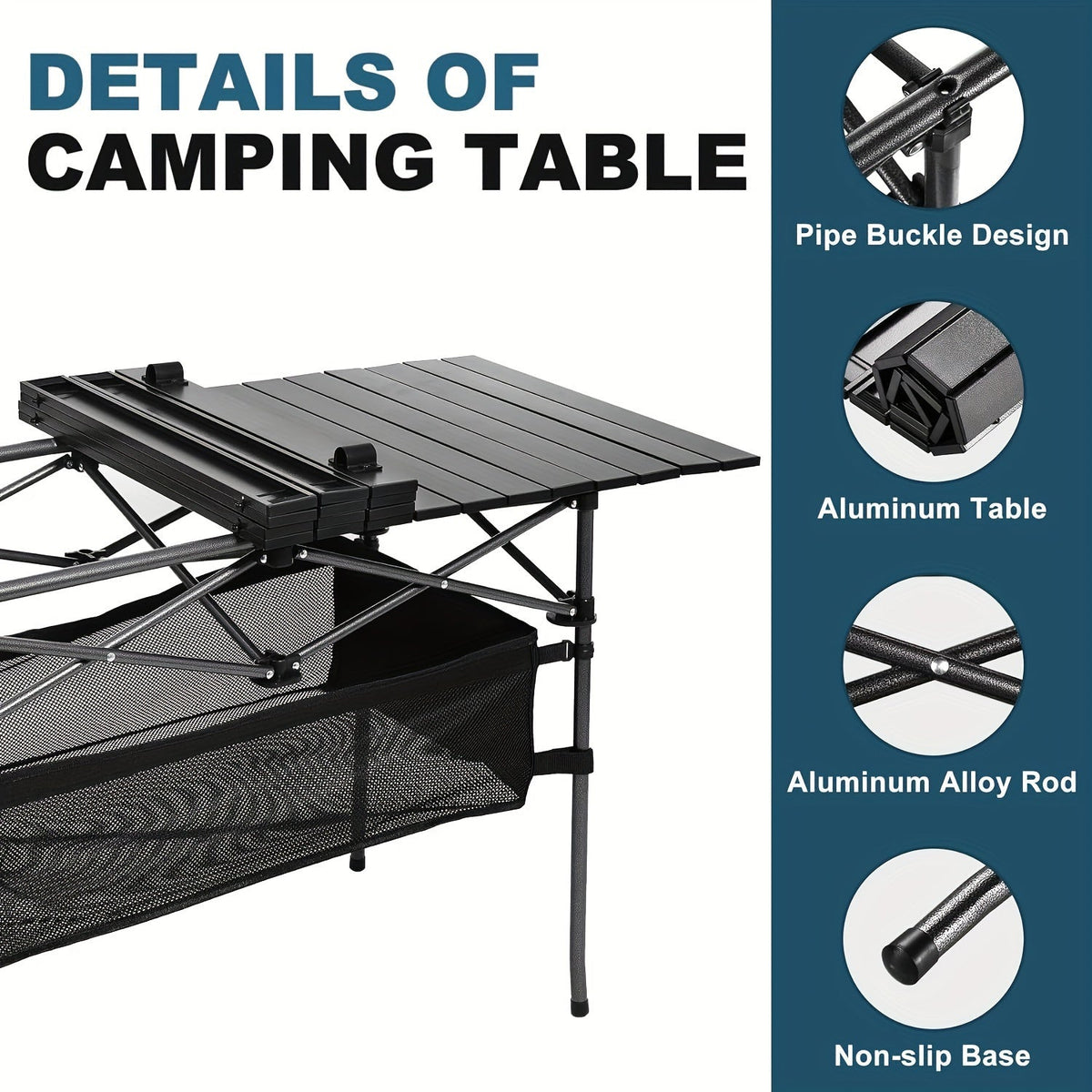 Table de camping pliante avec sac de transport – Table d'extérieur légère et portable, 3 tailles disponibles pour le camping, la plage, le pique-nique, le barbecue, le jardin, le bateau et les voyages, installation et rangement faciles