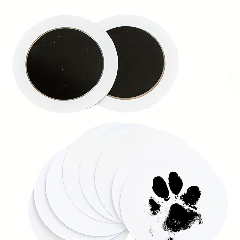 Kit d'empreintes de pattes d'animaux rond, 2 boîtes pour 4 empreintes - Ensemble souvenir d'empreintes de pattes pour chiens et chats sans contact, souvenir personnalisé de 11 cm, kit de bricolage souvenir pour propriétaires d'animaux, or et noir
