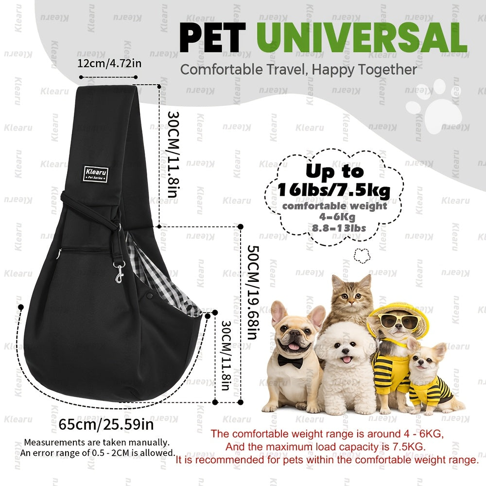 Sac bandoulière de transport pour chats et chiens jusqu'à 6,3 kg - Sac de transport croisé pour petits chiens et chats avec poche zippée - Sac bandoulière mains libres pour voyages en extérieur - Cadeau pour animaux pour Halloween et Noël
