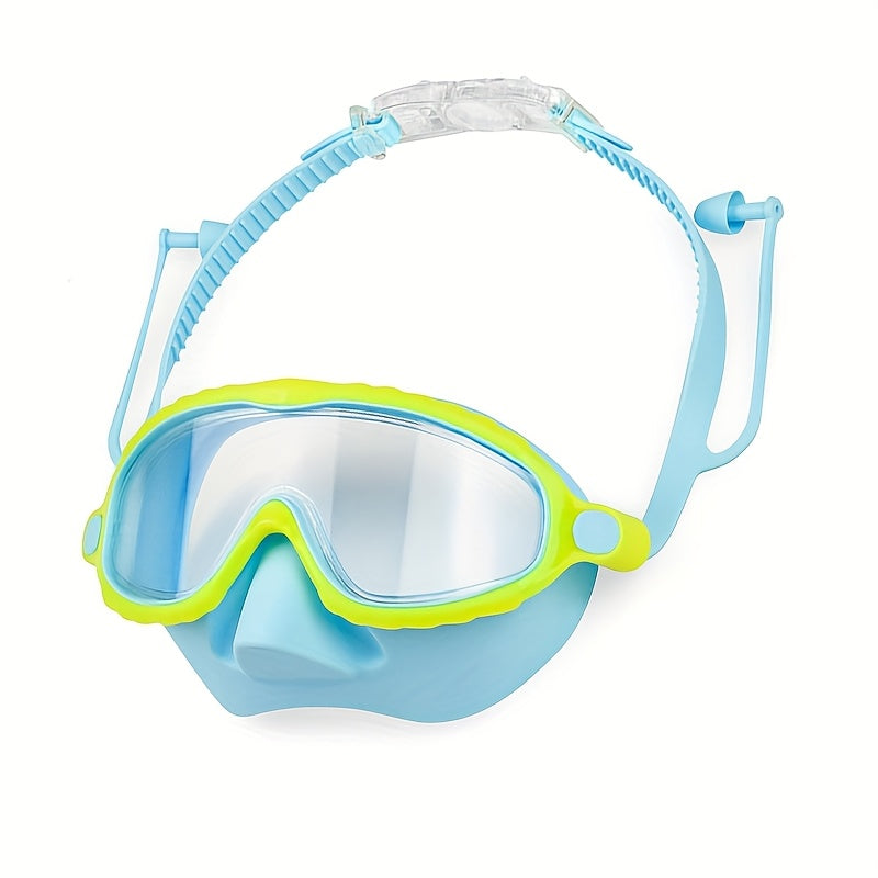 Lunettes de natation antibuée surdimensionnées, clarté haute définition, coussinets en silicone souple et confortable, sangle réglable, équipement de natation élégant pour piscine extérieure, plage et étang, rose bleu