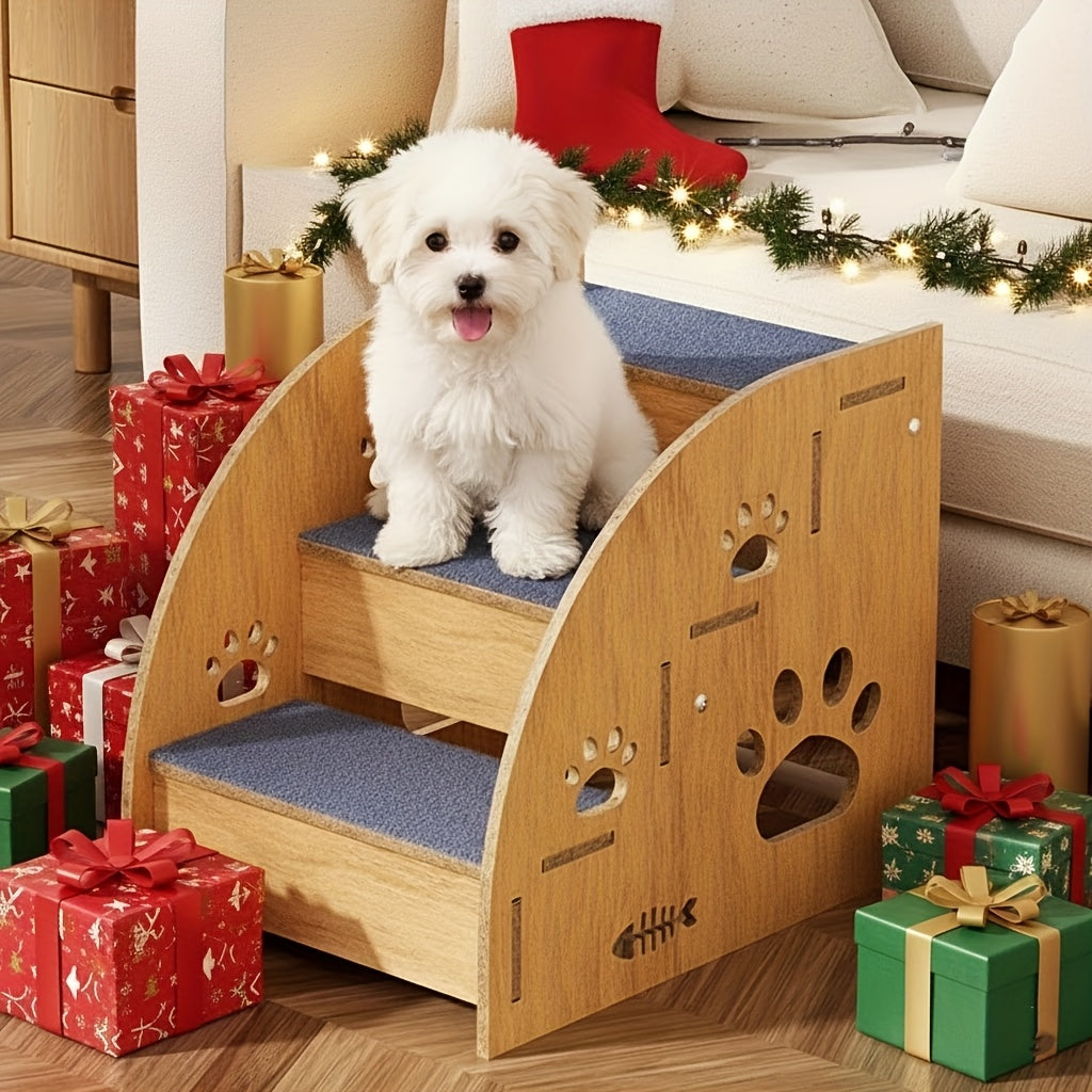 Escalier antidérapant pour chien et chat pour lit et canapé - Escaliers pour animaux à 3 ou 5 marches avec rampes de sécurité et design en pente, 38 cm de hauteur pour petits chiens, chats et animaux âgés, escalier léger et portable