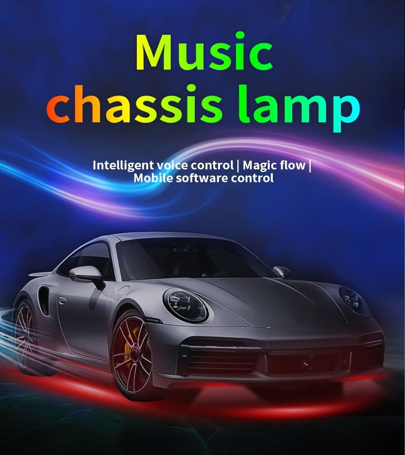 Kit d'éclairage d'ambiance LED pour voiture – Contrôle via application et sans fil, modes multi-scènes, 2 bandes (60 cm x 90 cm), compatible avec voitures, camions et SUV, éclairage décoratif intérieur et extérieur