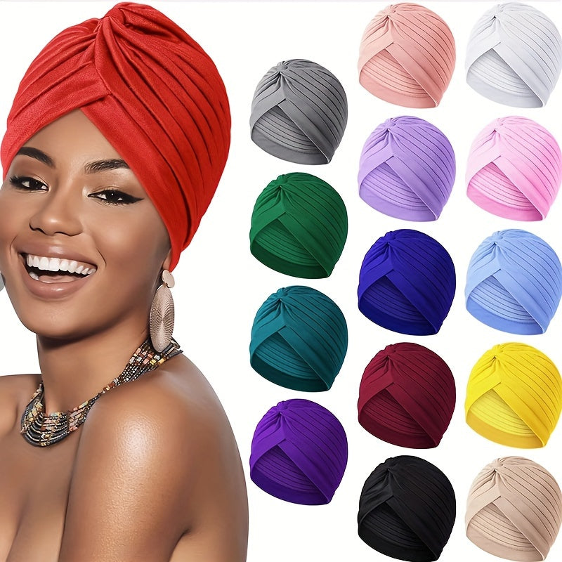 Lot de 15 turbans bohèmes pour femmes – Foulards plissés pré-noués, bandeaux torsadés multicolores et bonnets, bandeaux ultra-doux et respirants pour chimio, perte de cheveux et style quotidien