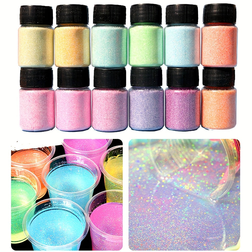 Set de paillettes holographiques 12 couleurs – Poudre scintillante fine pour nail art, corps, visage, résine et projets créatifs | Cadeau de Noël et Halloween