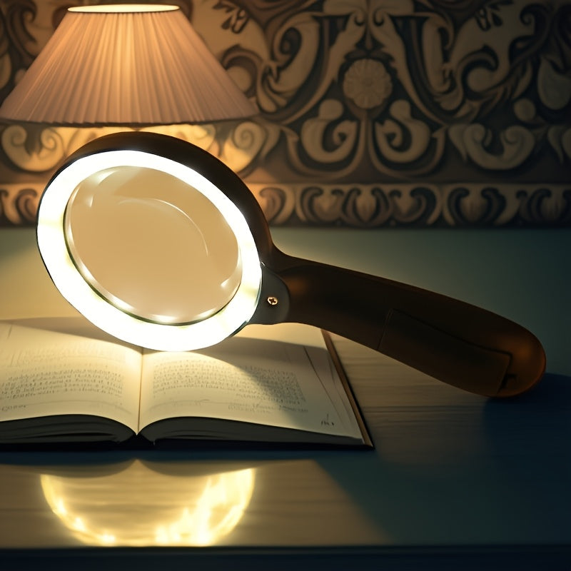 Loupe grossissante 10X avec 12 lumières LED – Grande loupe à main éclairée pour la lecture des seniors, les pièces de monnaie, les timbres, les bijoux et la réparation, loupe à éclairage LED lumineux – Noir