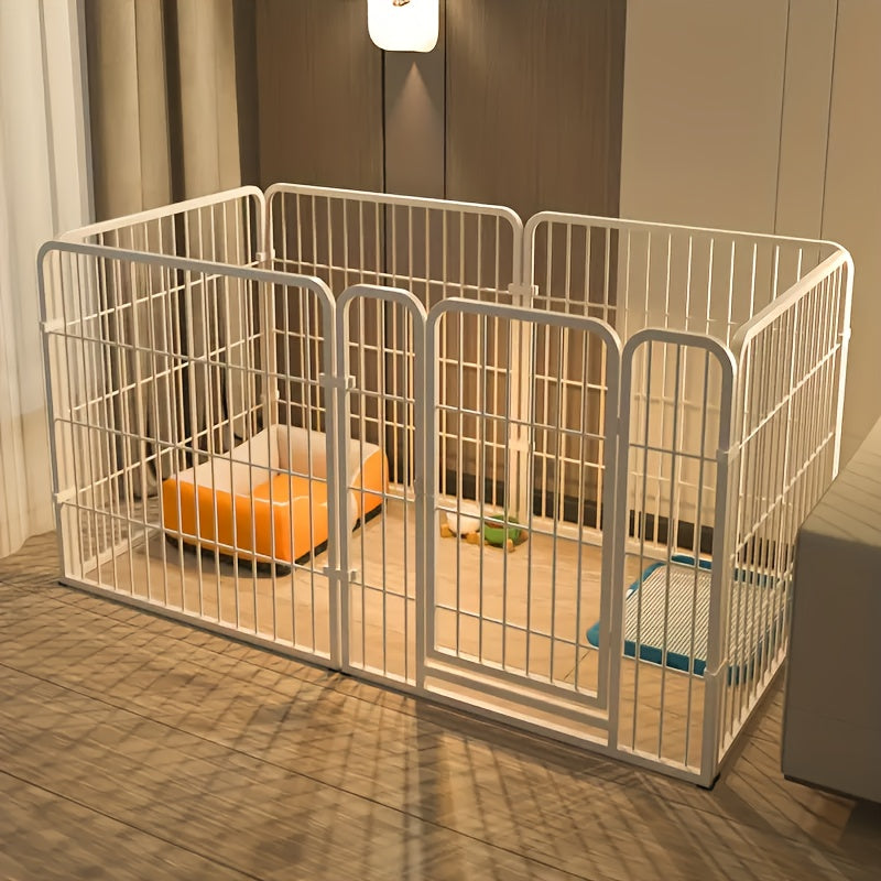 Enclos pour chien d’intérieur en acier inoxydable – Parc pour animaux multifonction avec zones de repos, de jeu et d’apprentissage de la propreté pour petits et moyens chiens, pré-assemblé pour une installation facile, noir ou blanc