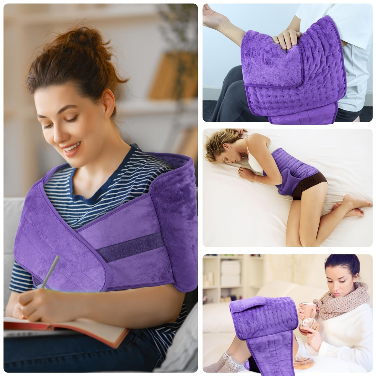 Ceinture chauffante électrique pour soulager les maux de dos, 30 x 60 cm – 6 niveaux de chaleur (40-65°C), arrêt automatique après 6 heures, 4 minuteurs, tour de taille réglable (60-115 cm), coussin chauffant lavable pour hommes et femmes