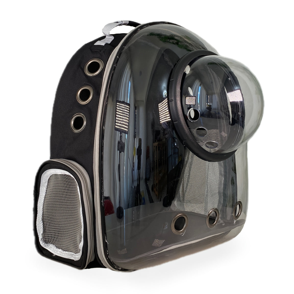 Sac à dos transporteur pour chat type capsule spatiale - Sac de transport portable pour chats et petits chiens avec fenêtre transparente, idéal pour les voyages, la randonnée et les sorties - Sac à dos bulle pour chat, noir