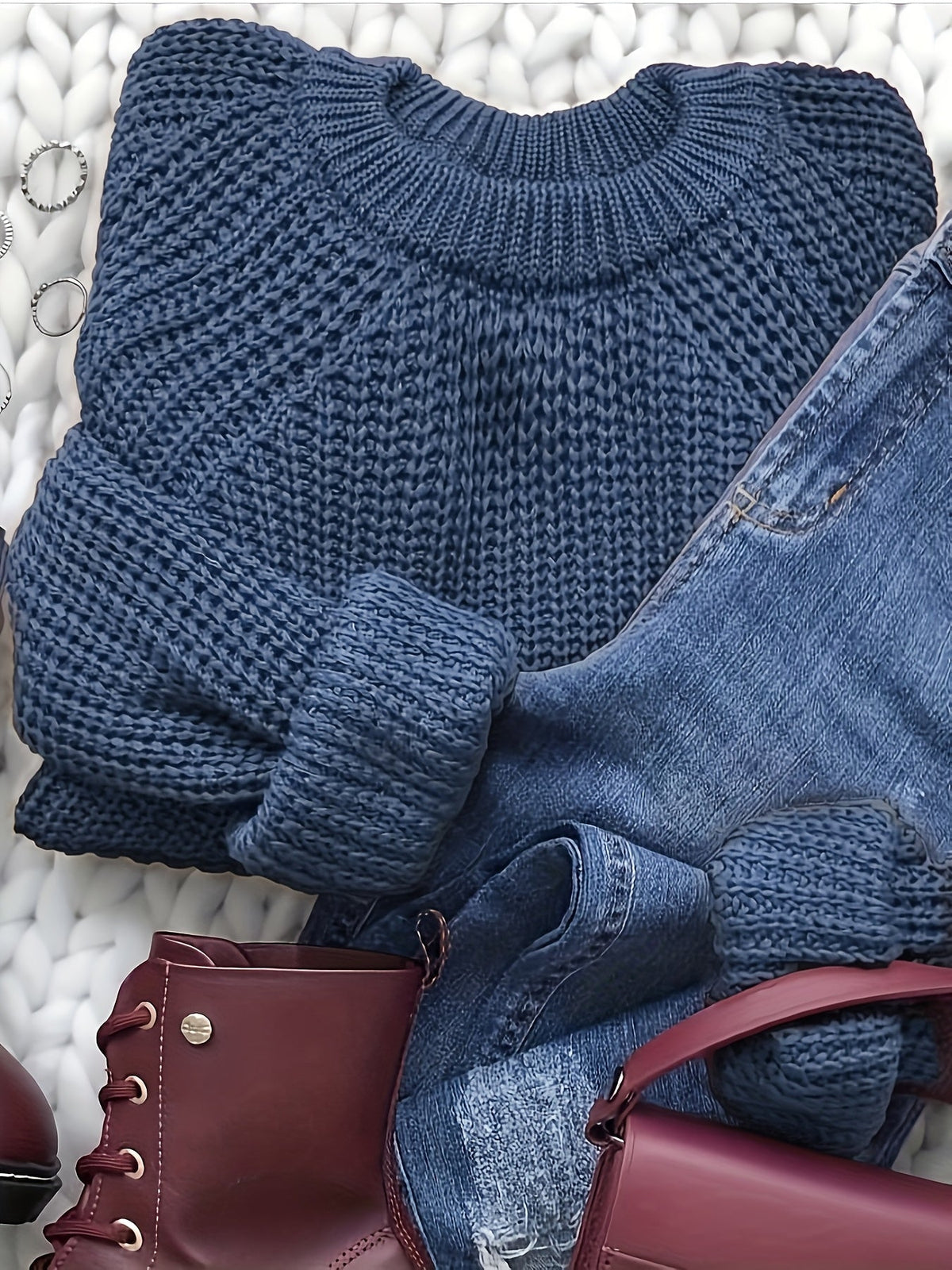 Pull-over oversize pour femme – Pull en tricot à manches longues, col rond, coupe ample et douce, haut confortable couleur unie pour l'automne et l'hiver, chemisier décontracté pour le quotidien, tailles S-XL, bordeaux, noir, bleu marine, café