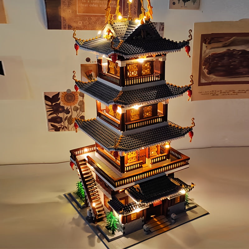 Ensemble de 6134 pièces de construction d'architecture ancienne chinoise "Miroir de la fée céleste", briques miniatures, puzzle complexe pour adultes, décoration intérieure, cadeau STEM pour Noël, anniversaire, Nouvel An