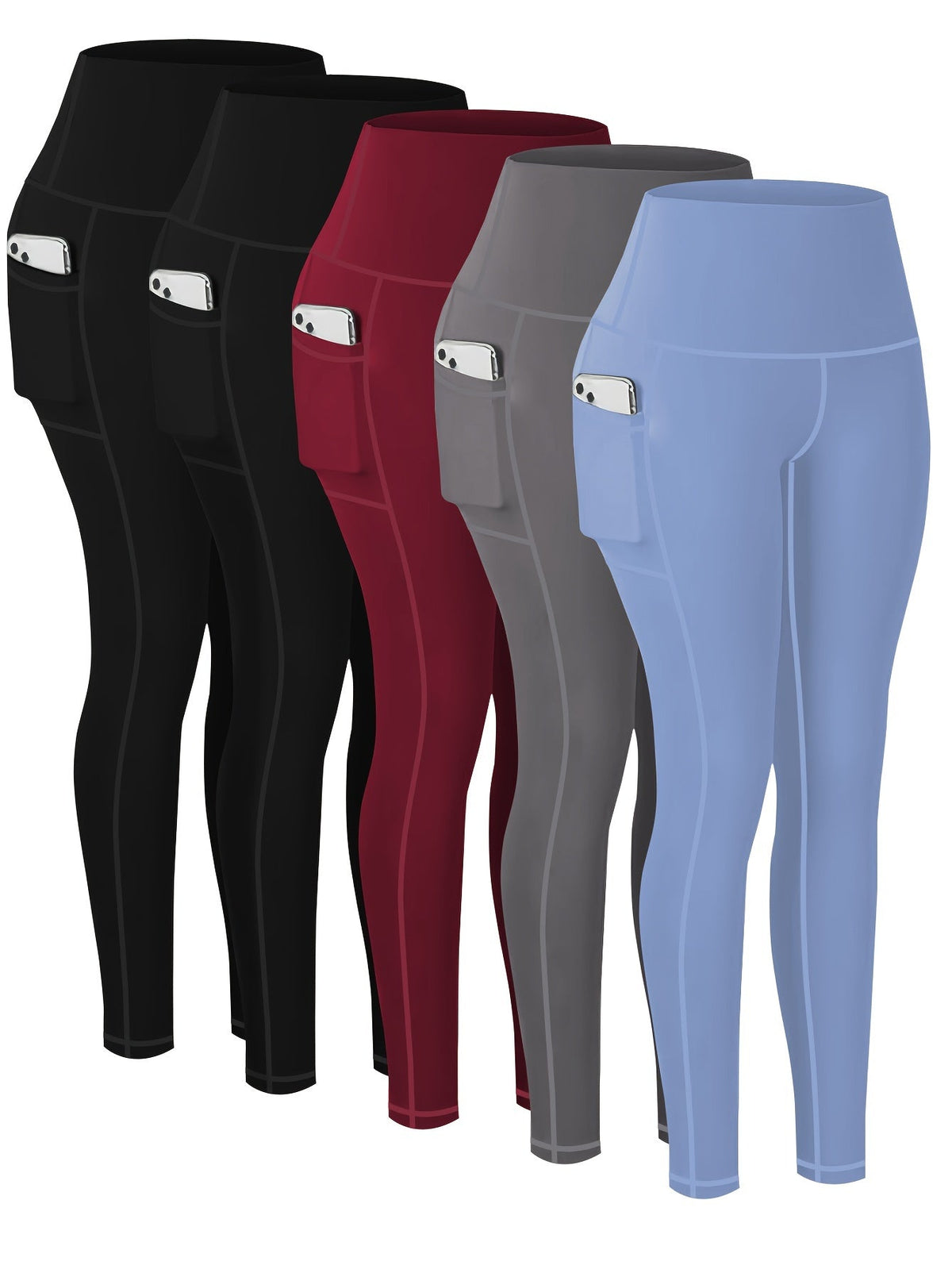 Lot de 5 pantalons de yoga de compression à motifs pour femmes – Leggings de fitness 7/8, coupe cheville, à motifs léopard, camouflage et unis, bas de survêtement de sport taille haute pour la gym, S-XXL