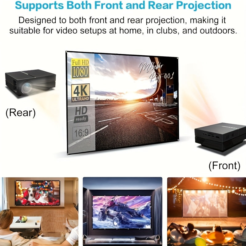 Écran de projection portable 100 pouces 4K HD 16:9 – Écran de cinéma pliable anti-plis pour intérieur et extérieur, angle de vision large 160° à projection double face pour home cinéma, camping, fêtes et présentations