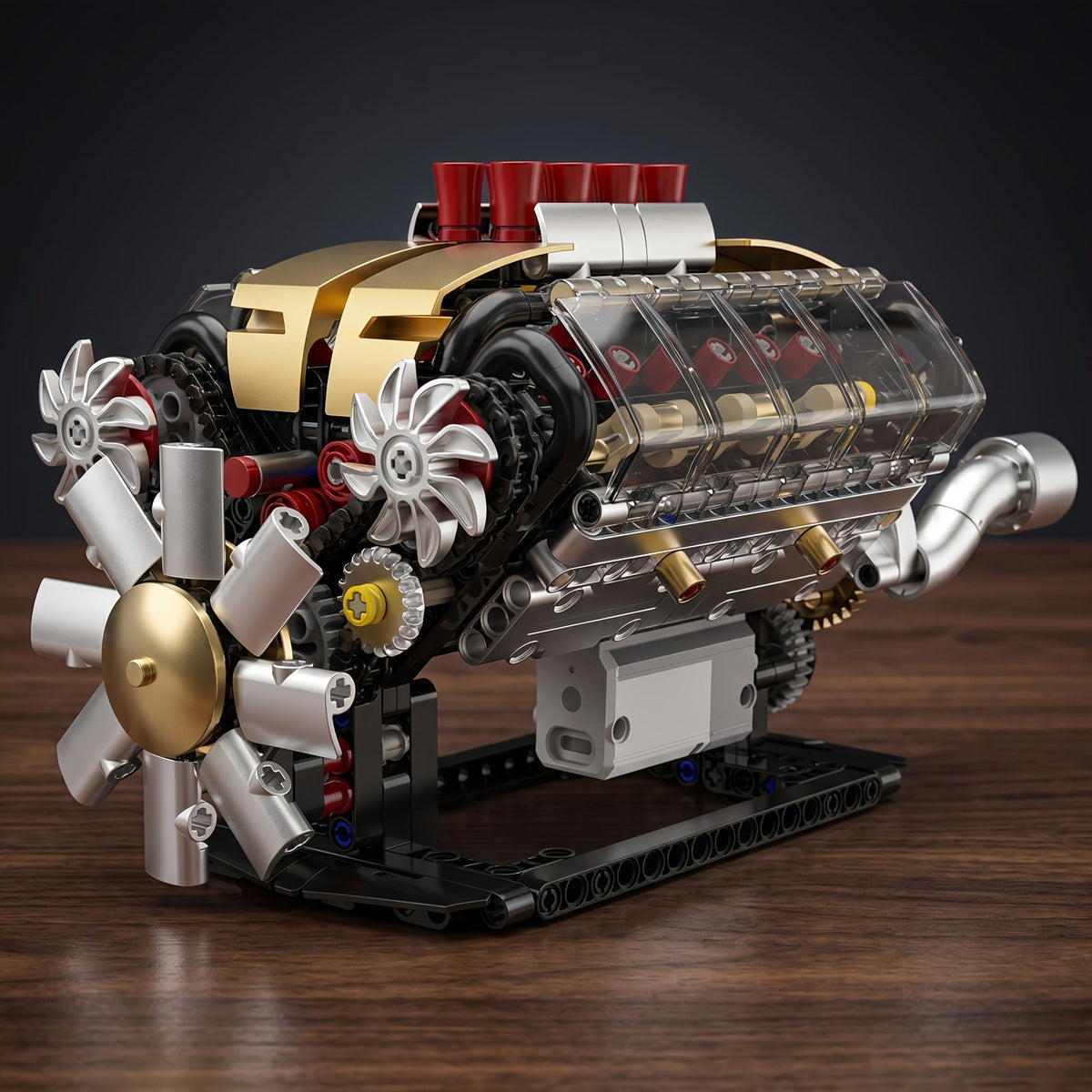 Kit de construction de modèle de moteur mécanique transparent avec simulation de pistons à transmission par engrenages automatisée, projet scientifique STEM pour adolescents, adultes, amateurs et mécaniciens, cadeau d'anniversaire ou de Noël