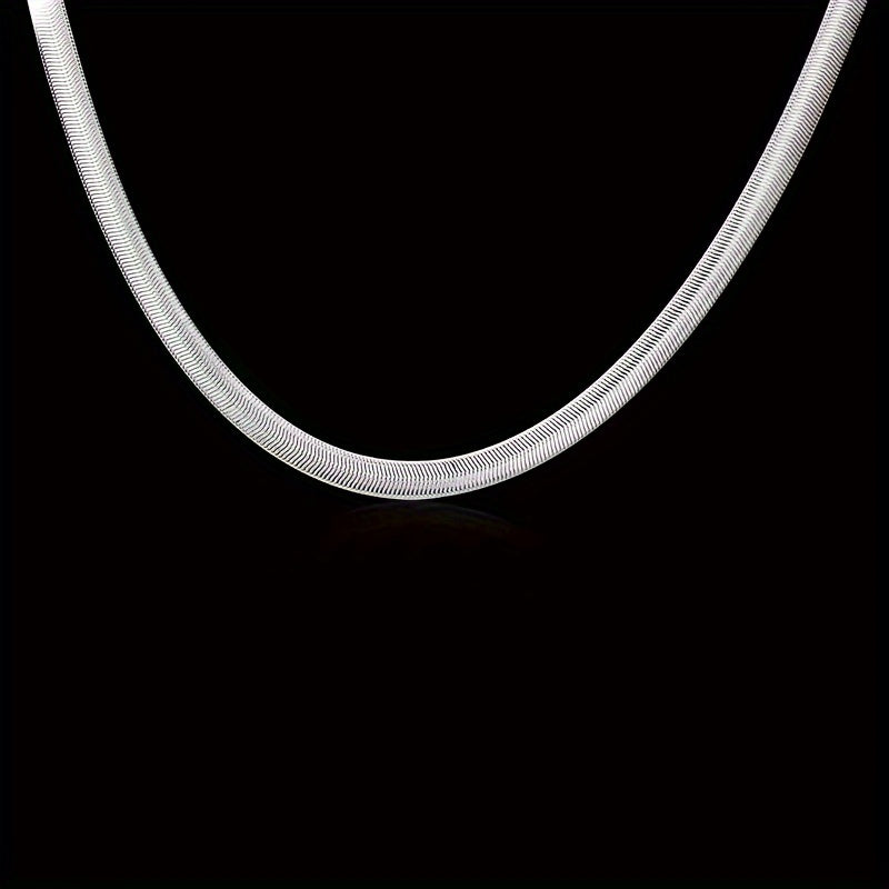 Collier chaîne serpent plat en argent sterling 925 – Bijou unisexe minimaliste et élégant, chaîne serpentine lisse de 51 cm, cadeau idéal pour mariages, fêtes, Noël et occasions spéciales