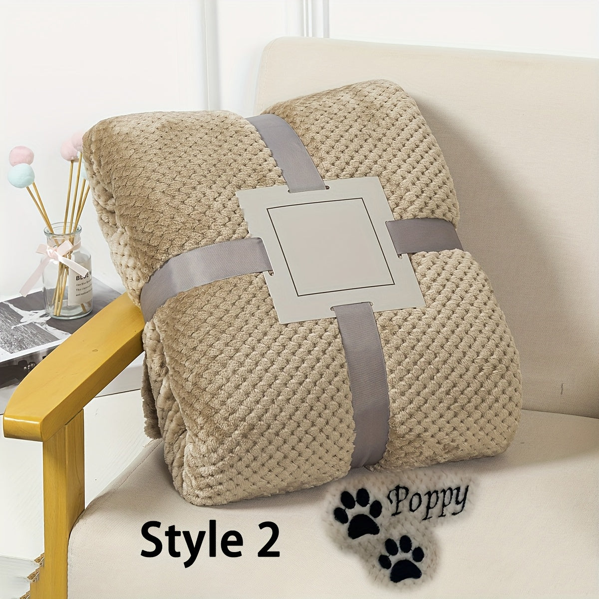 Couverture pour animaux de compagnie brodée personnalisée – Plaid personnalisé avec nom ou initiales, couverture douillette et douce pour petits chiens et chats, cadeau de décoration chaleureux pour panier d'animal