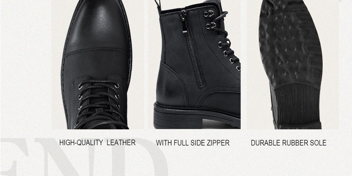 Bottes Chukka de moto pour homme – Bottines de ville en cuir véritable à lacets et fermeture éclair avec semelle antidérapante, bout renforcé, semelle intérieure rembourrée respirante, noir et marron | Velora