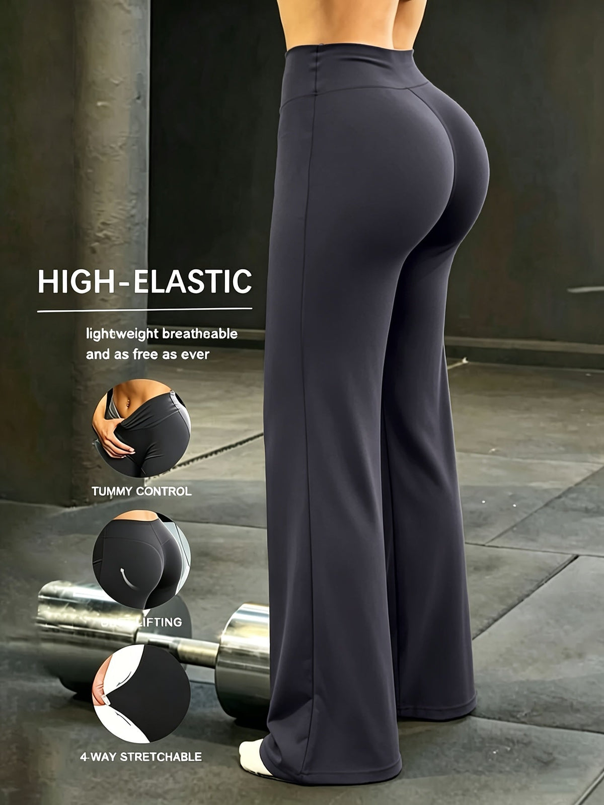 Pantalon large à taille haute pour femme, séchage rapide, coupe ample, taille élastique - Pantalon long décontracté style français pour le printemps et l'été, S-XL