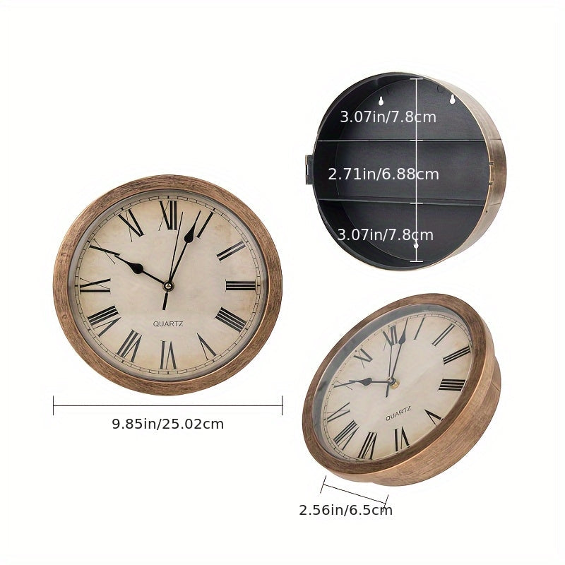 Horloge murale avec coffre-fort dissimulé pour espèces, pièces de monnaie et objets de valeur, sécurité pour maison et bureau, coffre-fort secret robuste et durable