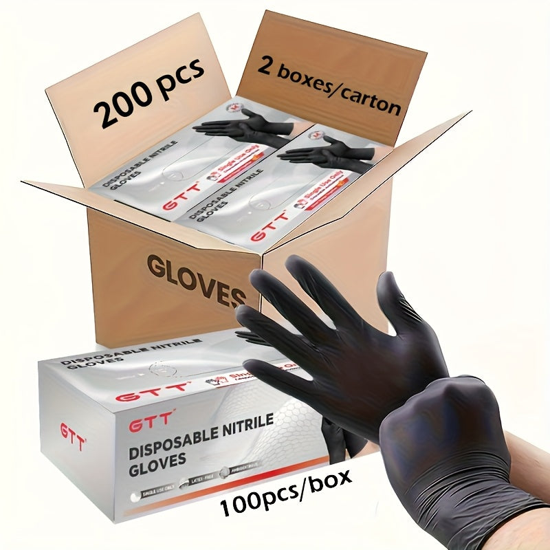 Gants jetables en nitrile noir, boîte de 200 – Épaisseur 6 mil, sans latex, sans poudre, résistants aux produits chimiques, forme flexible et ajustée, S/M/L/XL pour la mécanique, l'entretien, le nettoyage, la restauration et l'usage médical