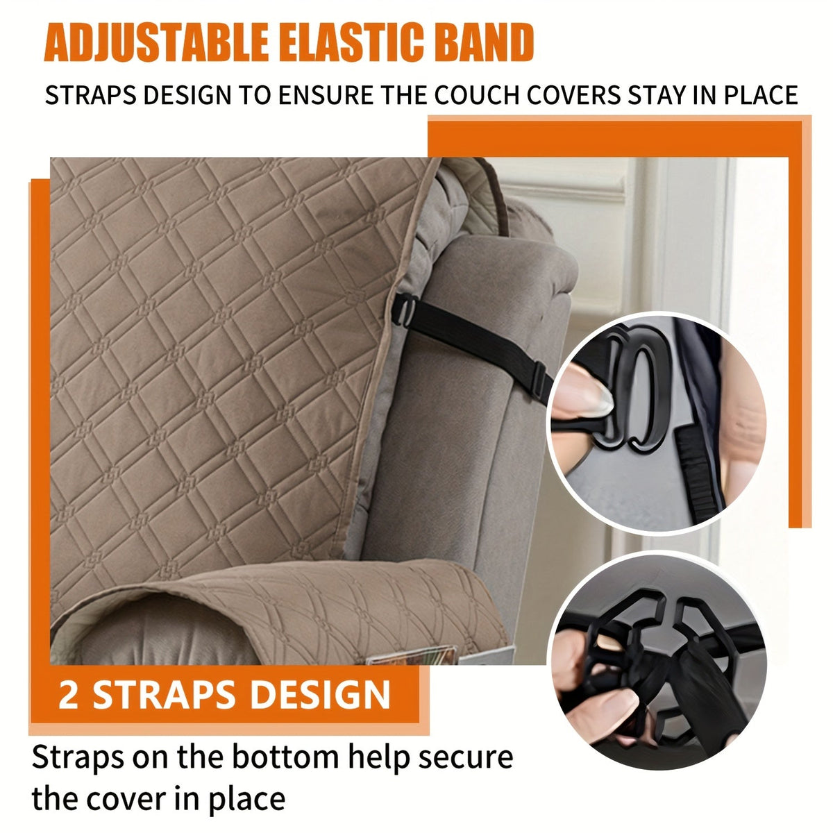 Housse de fauteuil inclinable imperméable avec poches latérales, sangles antidérapantes, tissu matelassé 4 couches, protection contre les animaux et les enfants, lavable en machine – 11 couleurs