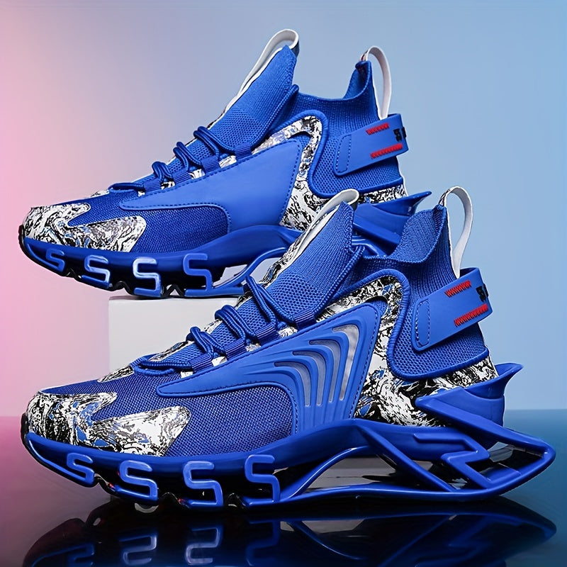 Baskets Blade pour hommes – Chaussures de sport à lacets en maille respirante avec semelle en caoutchouc, chaussures décontractées toutes saisons en noir, bleu, blanc et bleu foncé, pointures US 6–13,5