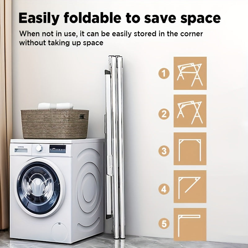 Séchoir à linge en acier inoxydable, 160 cm et 200 cm, rétractable, pliable et robuste, étendoir à linge intérieur/extérieur repliable avec longueur réglable pour balcon, chambre et buanderie