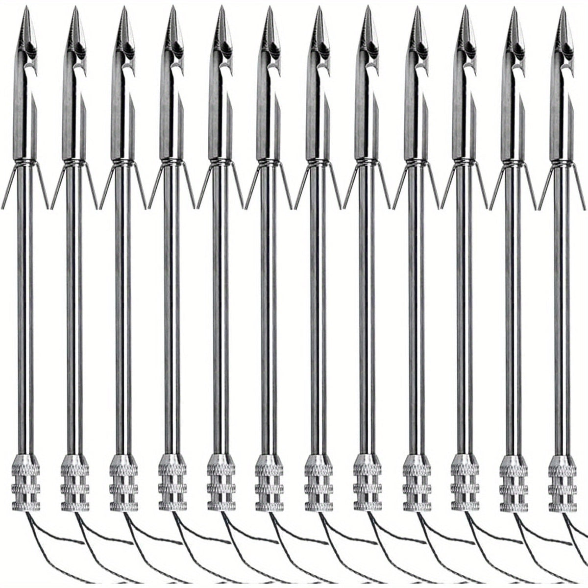 Lot de 12 pointes de flèche en acier inoxydable pour fronde de pêche – Pointes de flèche démontables pour pêche à l'arc, fléchettes de pêche pour fronde et tir à l'arc, pointes de remplacement, accessoires de pêche