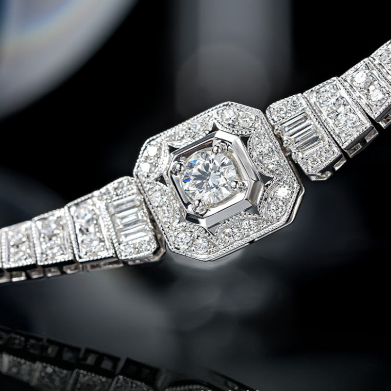 925 Sterling Silver Moissanite Bracelet for Women & Men β Sparkling Luxury Jewelry for Engagement, Wedding, Anniversary, Mother's Day, Holiday Gifts β Elegant Korean Style Daily Wear Bracelet (19.55G)
