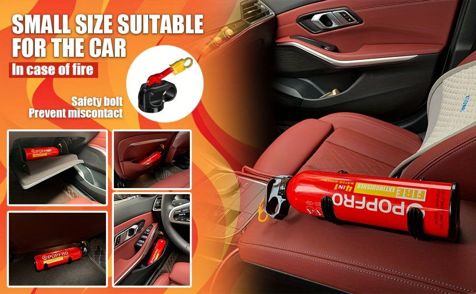 Spray extincteur portable 4-en-1 pour la maison, la cuisine, le garage et la voiture – Conçu pour les feux d'origine électrique, textile et huile, non toxique, facile à nettoyer, dispositif de sécurité incendie mural