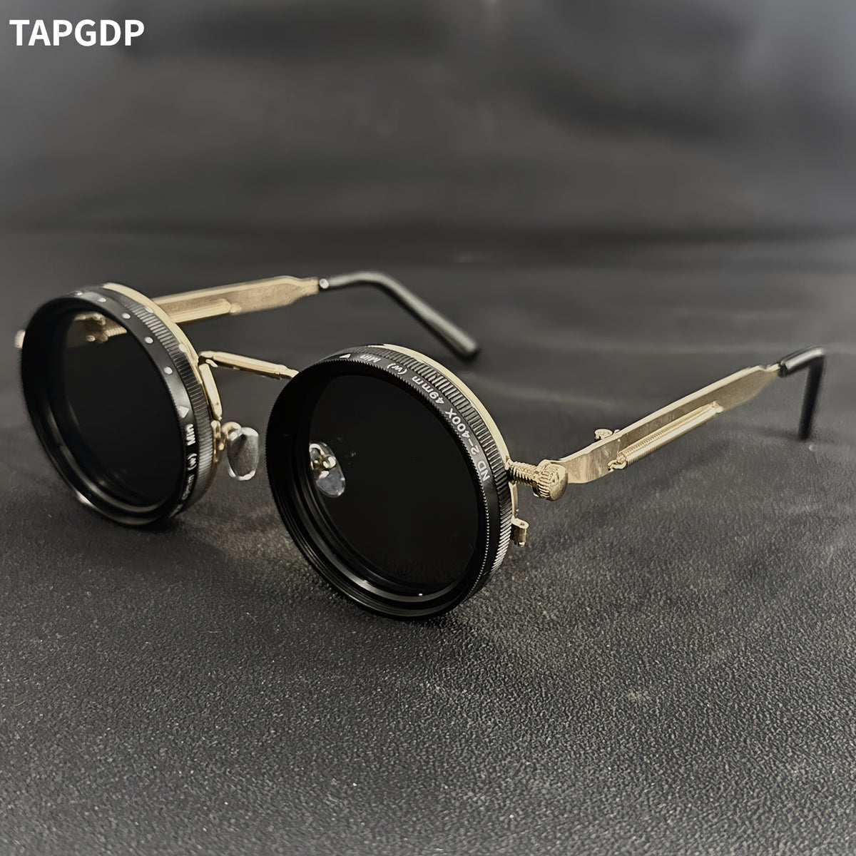 Lunettes Steampunk vintage pour homme – Luminosité réglable, monture en alliage, verres interchangeables dégradés noir et gris, accessoire de mode bohème pour fêtes et usage quotidien
