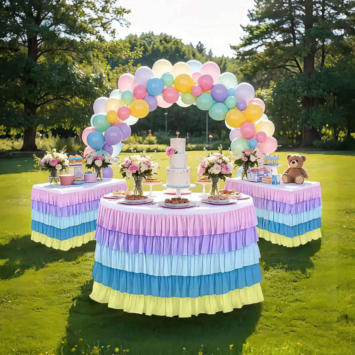 6ft Tulle Tutu Table Skirt β Chiffon Ruffle Table Skirting for Birthday Party, Wedding, Bridal Shower, Girls Party & Holiday Decor β Easy Hook & Loop Install, 12 Colors (72"L x 30"H)