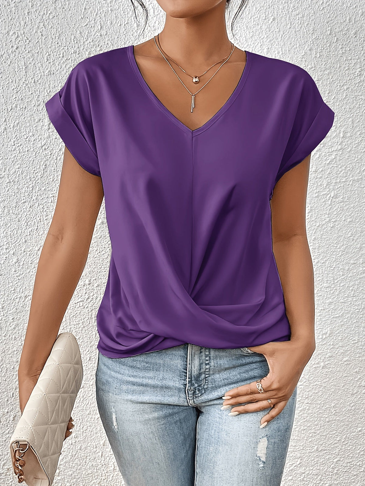 T-shirt à manches courtes pour femme – Haut basique décontracté de couleur unie disponible en 12 coloris, t-shirt doux et confortable pour le printemps et l'été