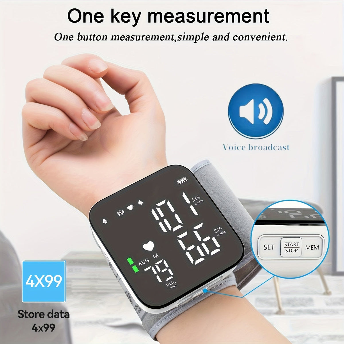 Tensiomètre au poignet numérique automatique – Grand écran LCD, fréquence cardiaque, détection de l'arythmie, portable pour usage domestique, seniors et adultes