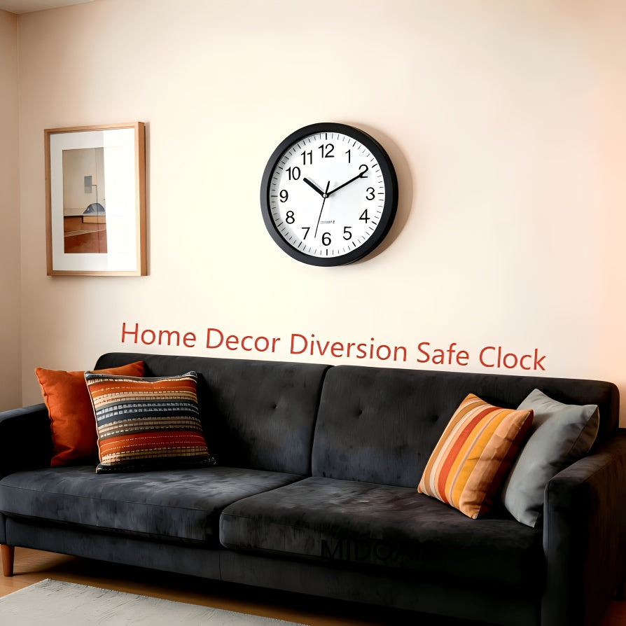 Horloge murale avec coffre-fort dissimulé pour espèces, pièces de monnaie et objets de valeur, sécurité pour maison et bureau, coffre-fort secret robuste et durable