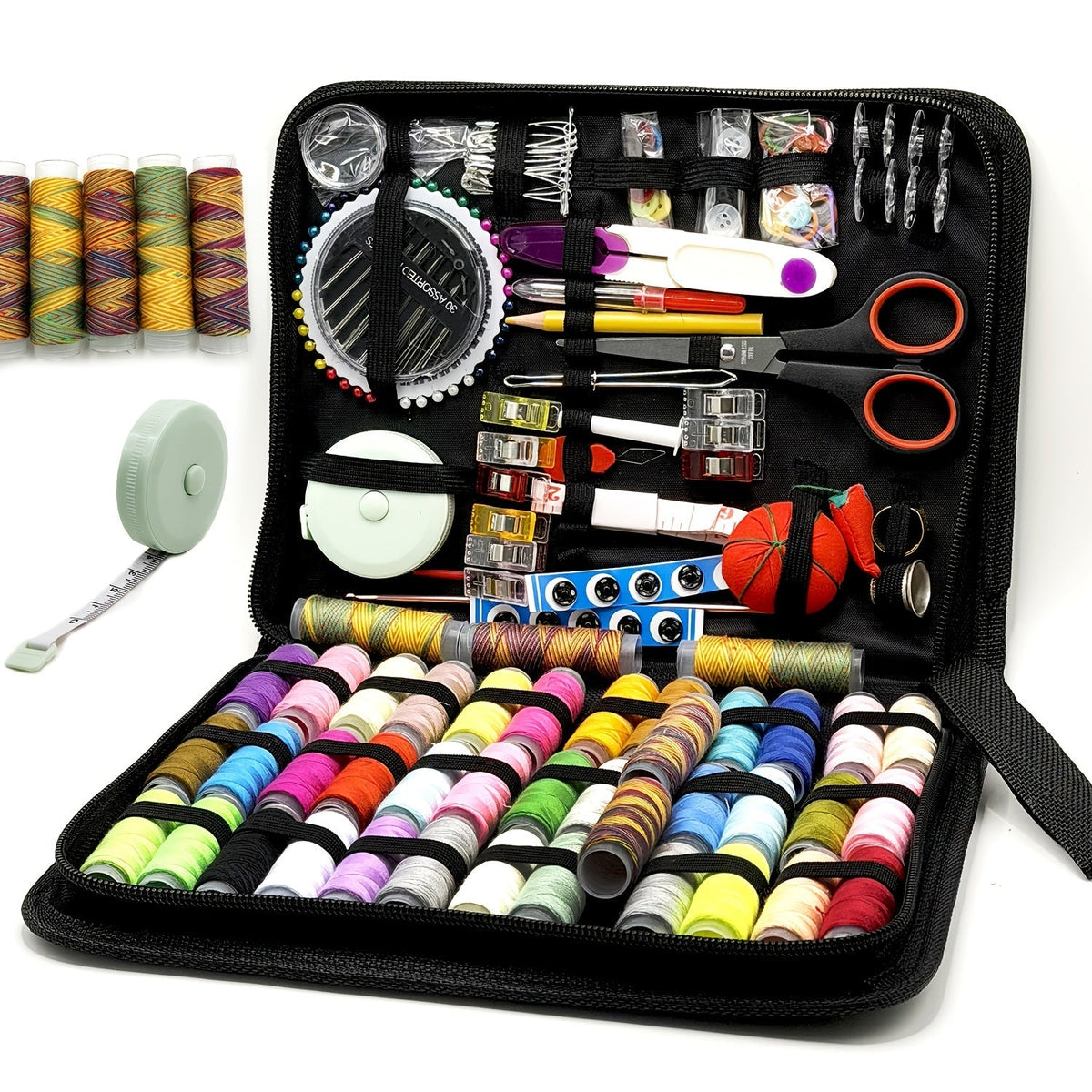 Kit de couture complet 269 pièces avec étui portable – Inclut fil, aiguilles, ciseaux, mètre ruban et épingles – Fournitures de couture parfaites pour débutants, voyageurs, grand-mère, maman et amis