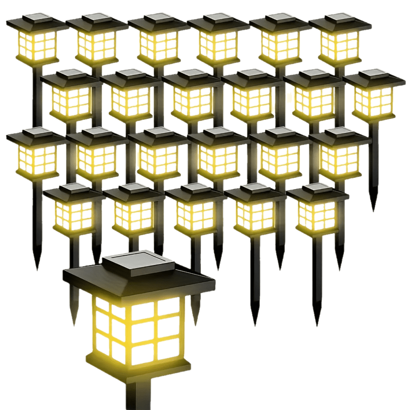 Lot de 6/12/24 lampes solaires d'extérieur pour jardin, étanches IP44 | Éclairage paysager LED blanc chaud/multicolore pour allée, cour, terrasse et décoration de fête – Marche/arrêt automatique