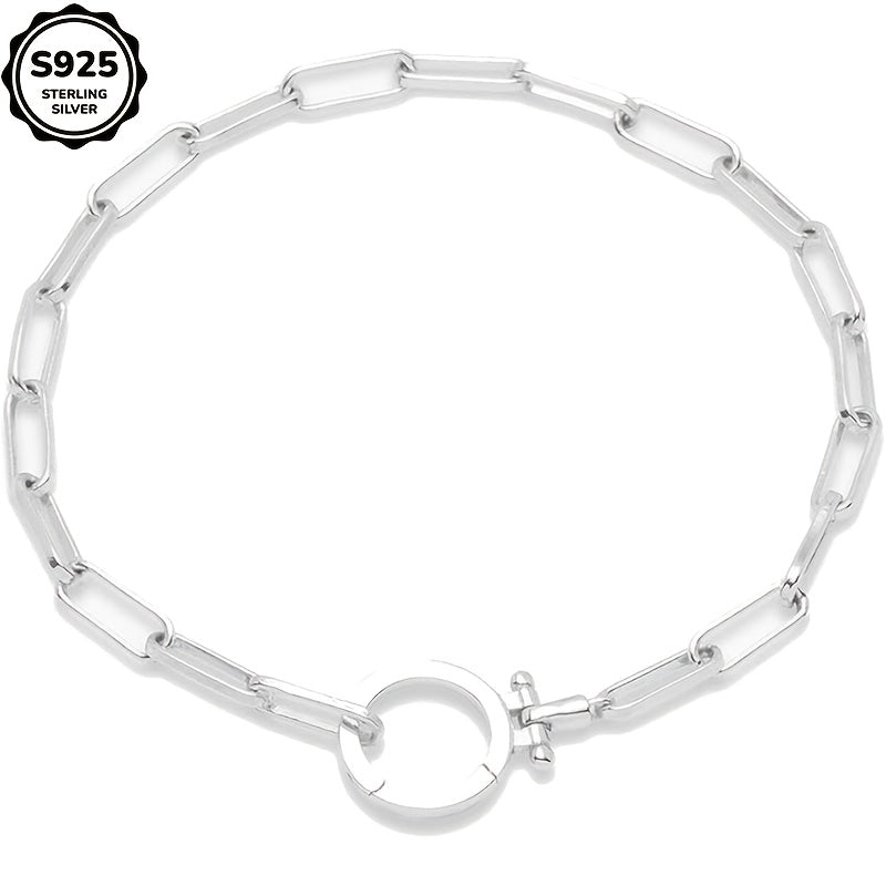 Bracelet maillons Parker en argent sterling 925 pour femme - Chaîne trombone avec boucle iconique, bracelet bohème élégant et luxueux, cadeau pour femme, maman, amie - Saint-Valentin, Noël, anniversaire