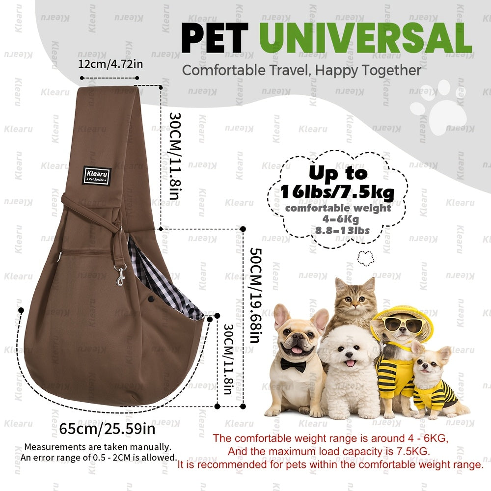 Sac bandoulière de transport pour chats et chiens jusqu'à 6,3 kg - Sac de transport croisé pour petits chiens et chats avec poche zippée - Sac bandoulière mains libres pour voyages en extérieur - Cadeau pour animaux pour Halloween et Noël
