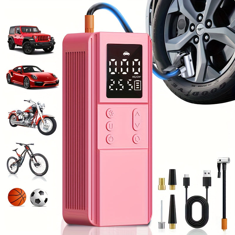 Compresseur d'air portable pour pneus de voiture, vélo, moto et ballons, manomètre numérique, arrêt automatique, versions USB et allume-cigare disponibles